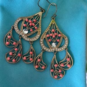 Banana Republic Chandelier Earrings coral - used